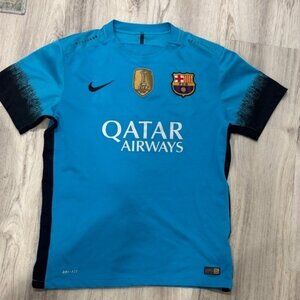 Nike MEN Teal Soccer Jersey FC BARCELONA NEYMAR  JR 2015/2016  SIZE LARGE